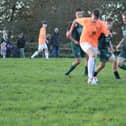 Edgehill's star man Marshall Nock takes on Newby. Photo: Alec Coulson