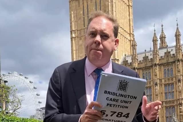 Bridlington and the Wolds MP, Charlie Dewhirst, with the petition. Photo courtesy of Mr Dewhirst