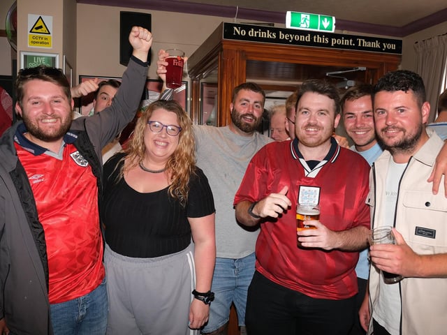 Fans at Scholars Bar for England's first group game.picture: Richard Ponter
