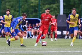 Rio Allan scored twice for Boro in their 4-0 win at Stockton Town. Photo by Zach Forster