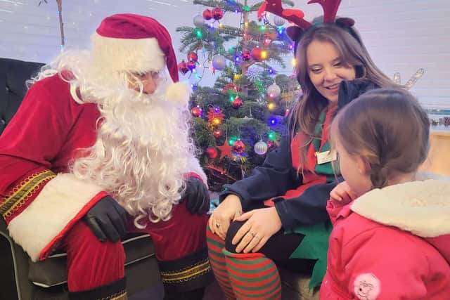 Children visited Santa in his grotto duringthe reindeer visit