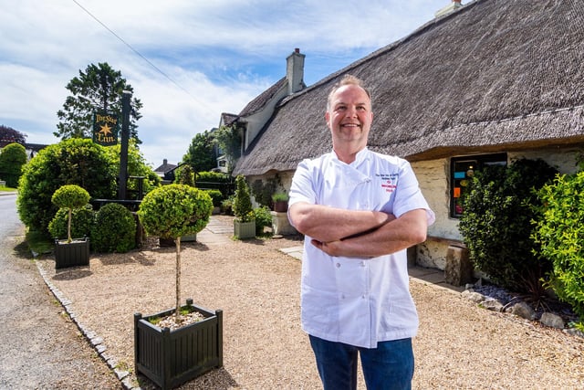 Michelin-starred chef Andrew Pern, pictured outside The Star Inn at Harome before last year's blaze.
