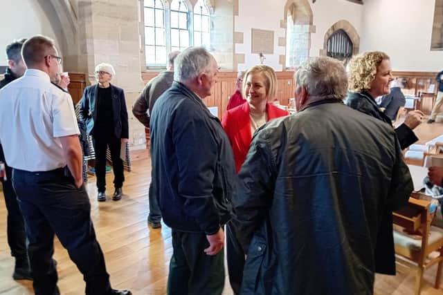 MP Alison Hume organised a coffee morning at All Saints’ Church in Hawsker to personally convey her gratitude to the moors fire heroes.