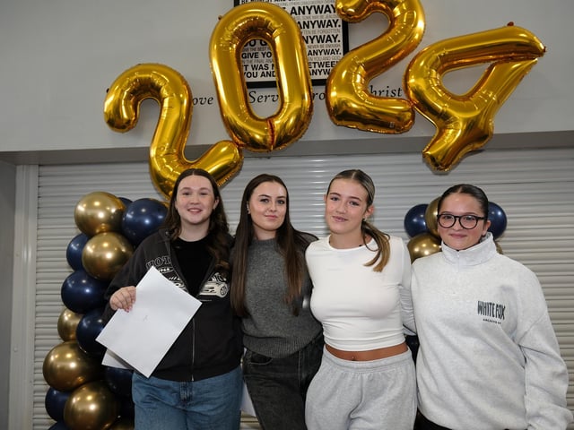 Emma, Maya, Poppy and Ava collect their results.
