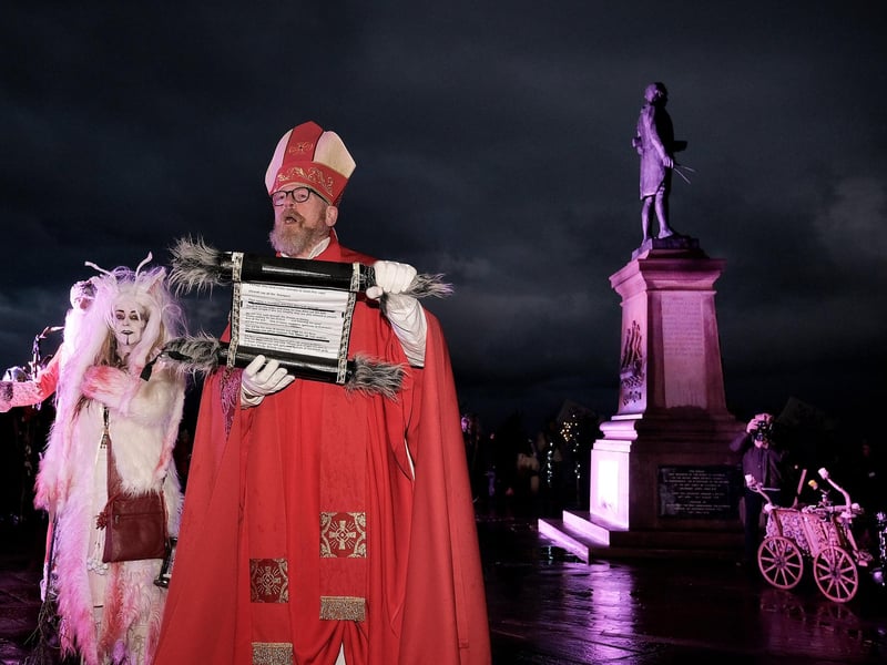The recital at Whitby's Captain Cook statue.
picture: Richard Ponter