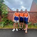 Harry Schofield, centre, is pictured with Craig Newlands, left and Nick Shallow, right as they prepare for their challenge.