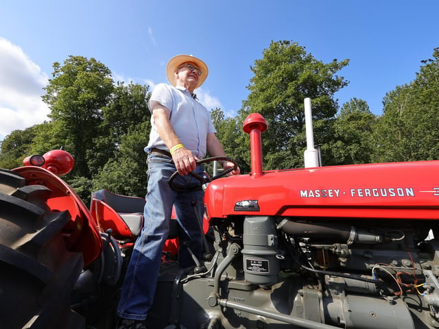 Les Knowlson with his tractor.