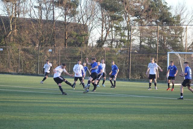Skipper Jamie Patterson levels for hosts Edgehill.