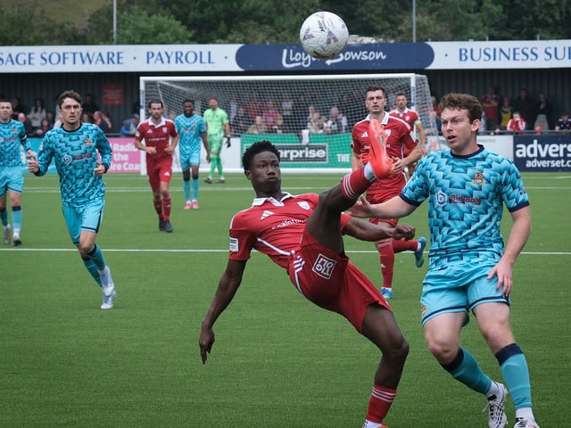 Boro's Man of the Match Mo Fadera in action v Southport. Photo by Richard Ponter