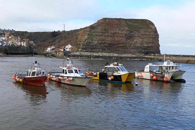 Fishing boats at Staithes, by Angela Burkitt.
