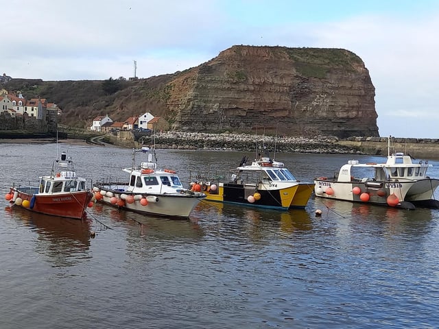 Fishing boats at Staithes, by Angela Burkitt.