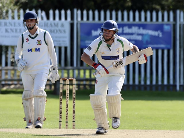 Bridlington CC take a quick single.