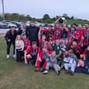 West Pier celebrate winning the Trophy & Print Cup final win.