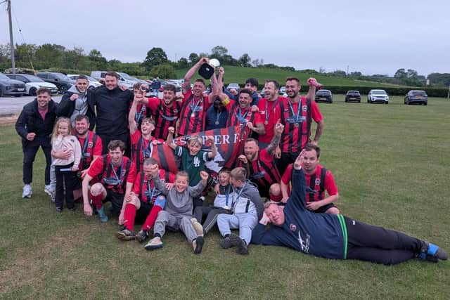 West Pier celebrate winning the Trophy & Print Cup final win.
