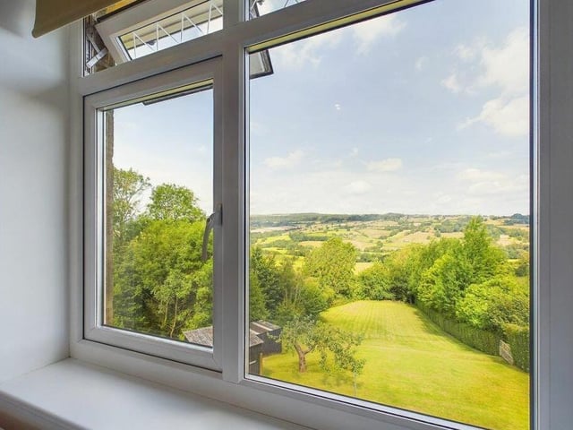 Views from the windows take in miles of countryside.