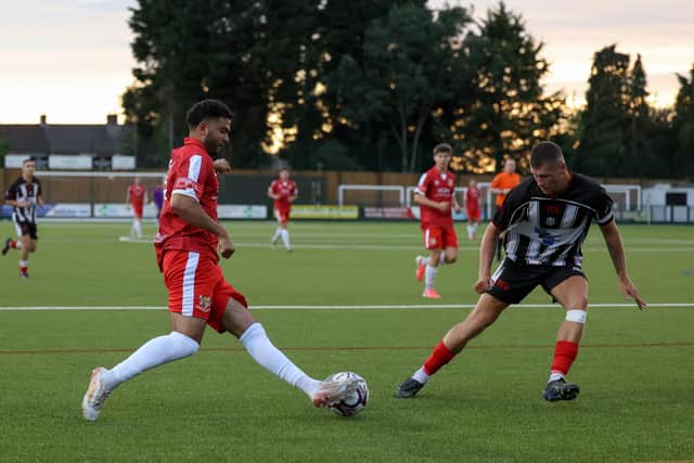 Brid Town's Ahmed Salam made a scoring start to the season in the 2-2 draw at Brigg Town. Photo by EC Media
