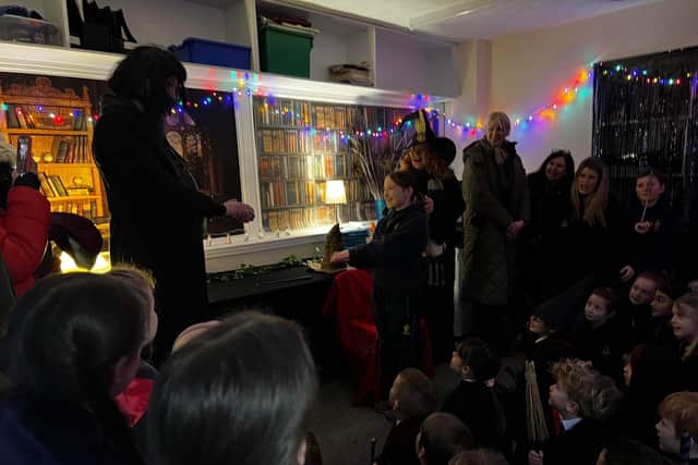 The sorting hat places Fyling Hall pupils into their different houses.