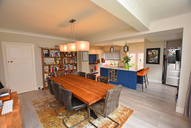 The dining area looking through to the fitted kitchen.