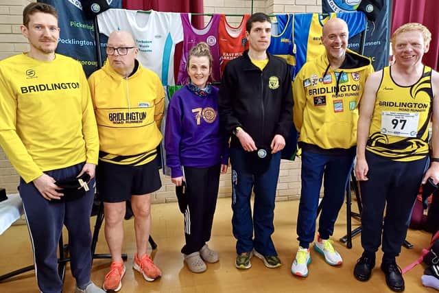 Bridlington Road Runners line up after the Sewerby race.