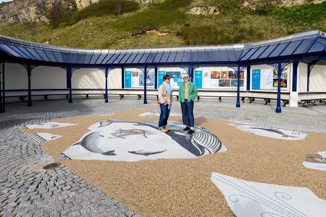Jeremy Deller and Coralie Turpin with the Roman Mosaic c. 2025. picture: Jules Lister