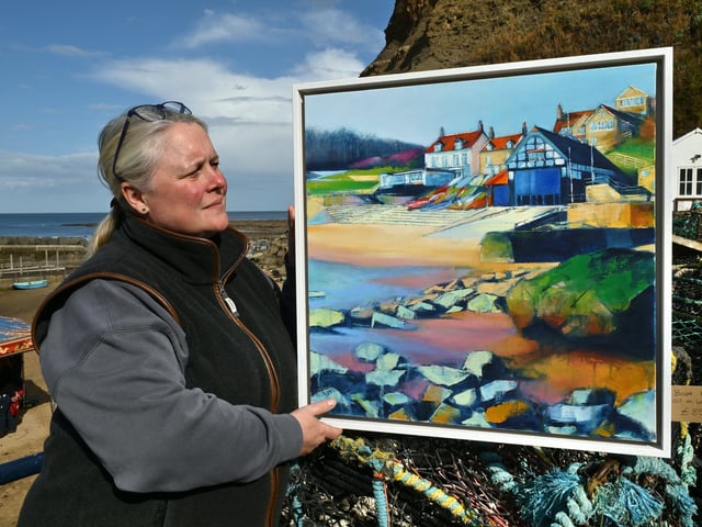 Artist Kate Smith with her work. photo: Richard Ponter