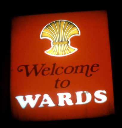 An illuminated Ward's Brewery sign from 1978
