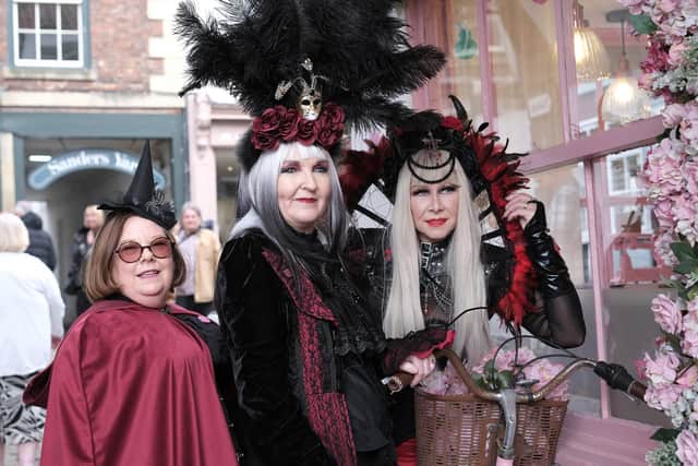 Goth Weekend visitors on Whitby's east side. picture: Richard Ponter