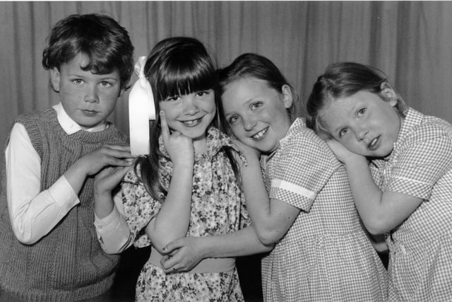 James Stubbs, left, Jordanne Mason, Nicola and Rebecca Houghton, together perform a piece call 'The Onion' for Filey Amateur Variety Association during the VE Day celebrations.