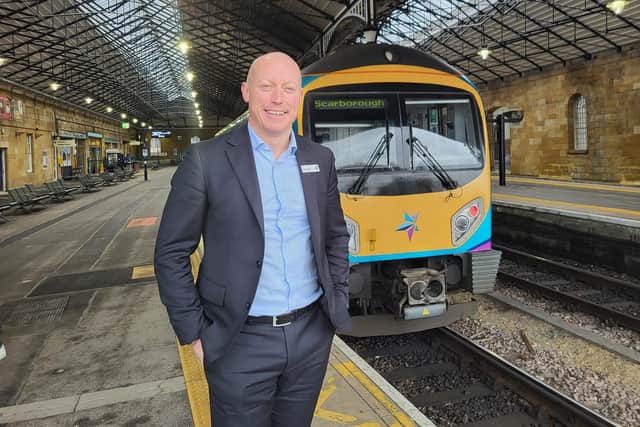 Chris Jackson, TransPennine MD at Scarborough Station.  photo: Anttoni James Numminen, LDRS