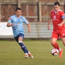 Jack Griffin in action against Ossett United at Queensgate