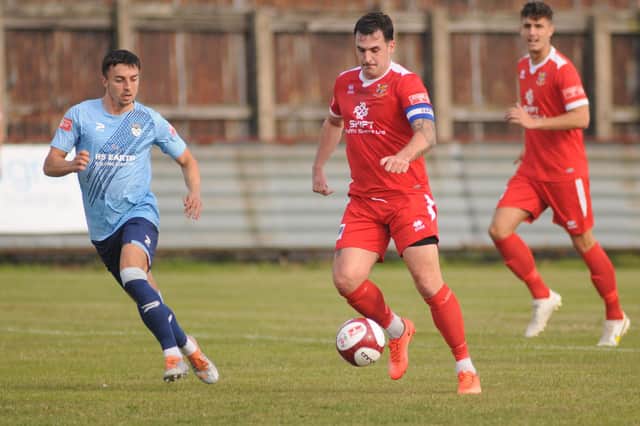Jack Griffin in action against Ossett United at Queensgate