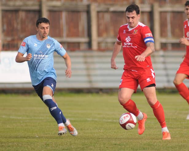 Jack Griffin in action against Ossett United at Queensgate