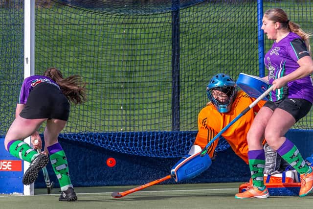 Chloe Walker scores Danby Ladies 2s' consolation in the 5-1 home loss to Redcar 2s on Sunday.
