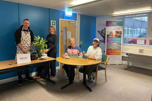 Connecting communities coordinator Calvin Boyd, head of service at HEY Smile Foundation Carole Pickburn, Crown Community Centre’s Anna Roseby, and VCS inclusion health worker Dan Rothery.
