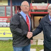 Bridlington Town FC main stand has been named after their chairman Peter Smurthwaite, right