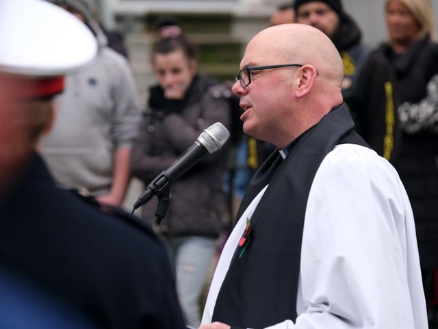 Reverend Joe Kinsella during the service