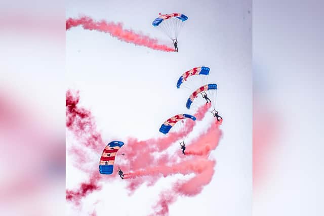 RAF Falcons land in Whitby at a previous regatta. picture: Brian Murfield