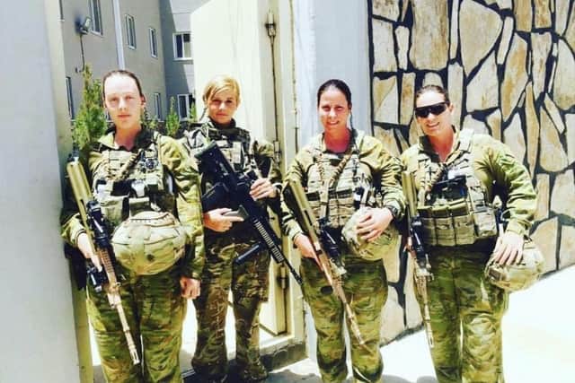 Emmalee Lax, second from left, on tour in Afghanistan in 2016 with three women from the Australia army - Emmalee was attached to them for the tour.