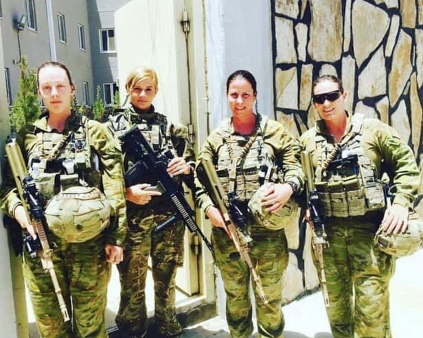 Emmalee Lax, second from left, on tour in Afghanistan in 2016 with three women from the Australia army - Emmalee was attached to them for the tour.