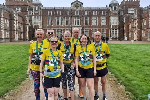 The Scarborough Athletic Club runners line up at the East Yorkshire Half Marathon at Burton Constable