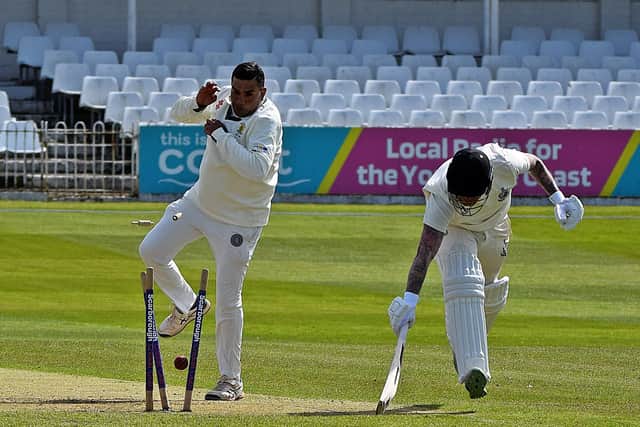 Ben Gill scrambles in for a quick single in the cup loss on Sunday afternoon. PHOTOS BY SIMON DOBSON