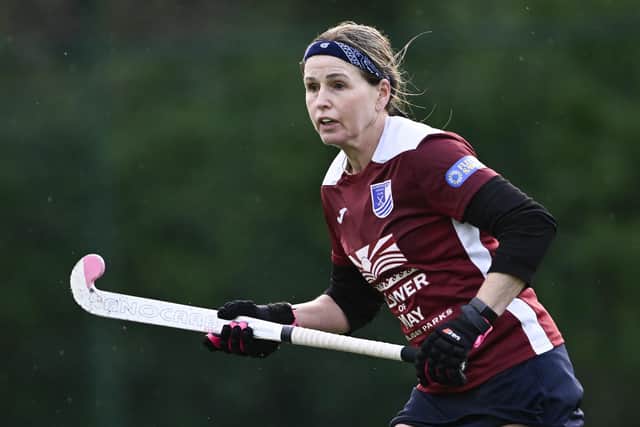 Helen Holdsworth in action for Scarborough Hockey Club women's first team v Leeds Adel (W3) in Yorkshire Women's Division 3 at Scarborough College, Scarborough. Picture by Will Palmer / www.will-palmer.co.uk