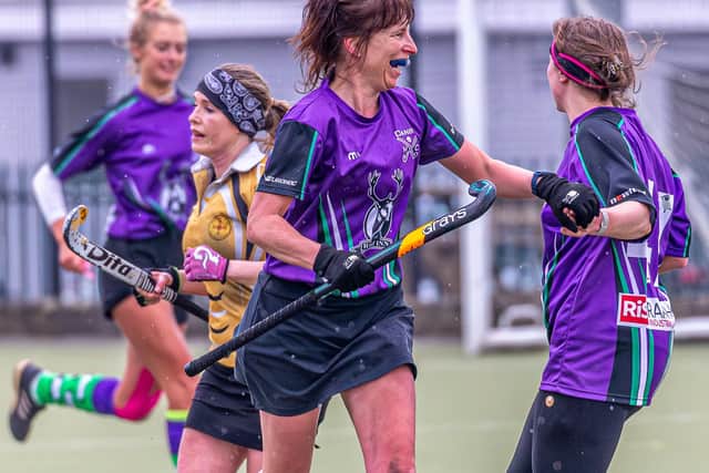 Kathryn Hogarth celebrates scoring the winner for Danby.