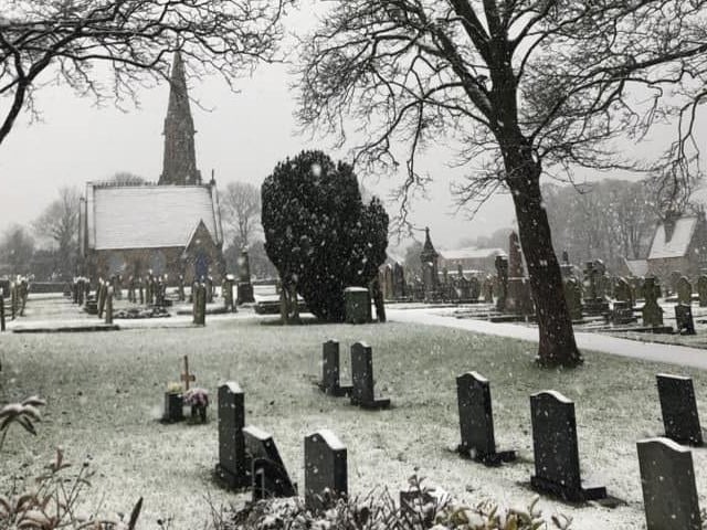 Whitby cemetary looking pretty in the snow.