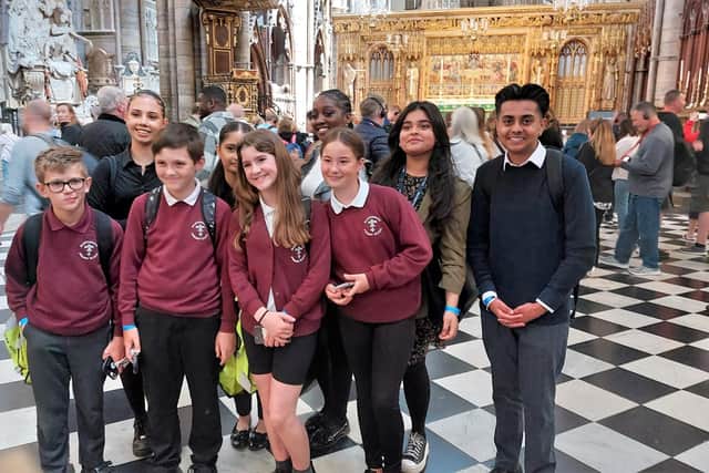 The four Bridlington ambassadors with the five students from Ilford.