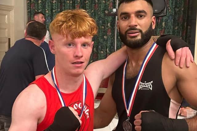 Scarborough ABC boxer Justin Rudd, left, earned victory against Usman Mahmood.
