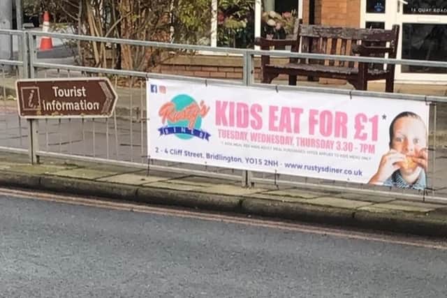 Rusty’s Diner Ltd of Cliff Street was found to have attached banners advertising the restaurant to railings