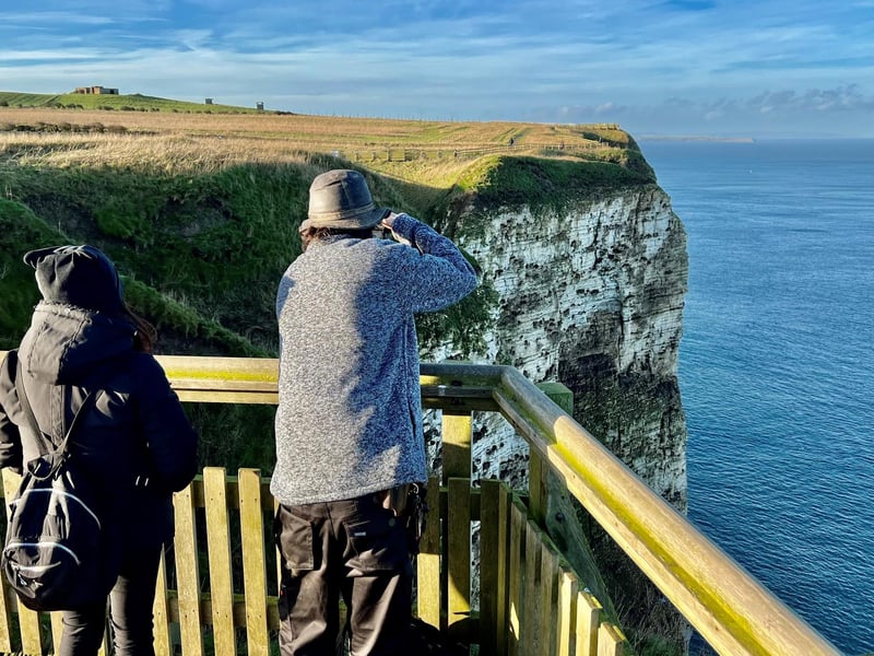 The RSPB reserve has staggering white cliffs, lush wildflowers, spectacular views of the sea, and thousands of nesting birds.