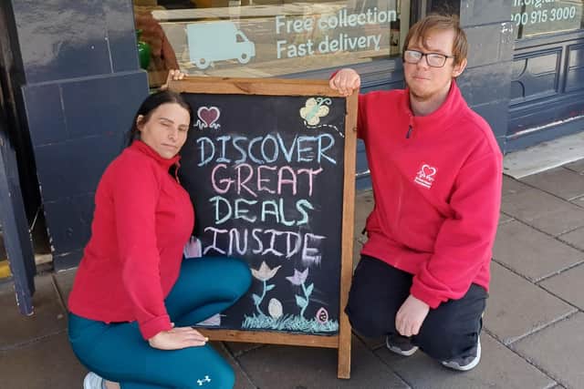 Emily Brady and Aaron Oogden at the Scarborough BHF shop.