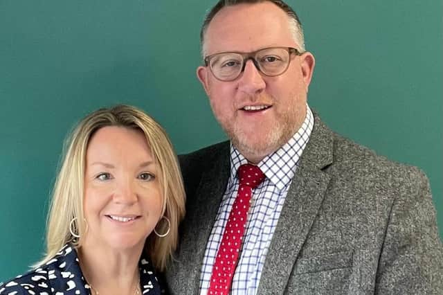 New Head at Terrington Prep School, Huw Thomas with his wife Becca.